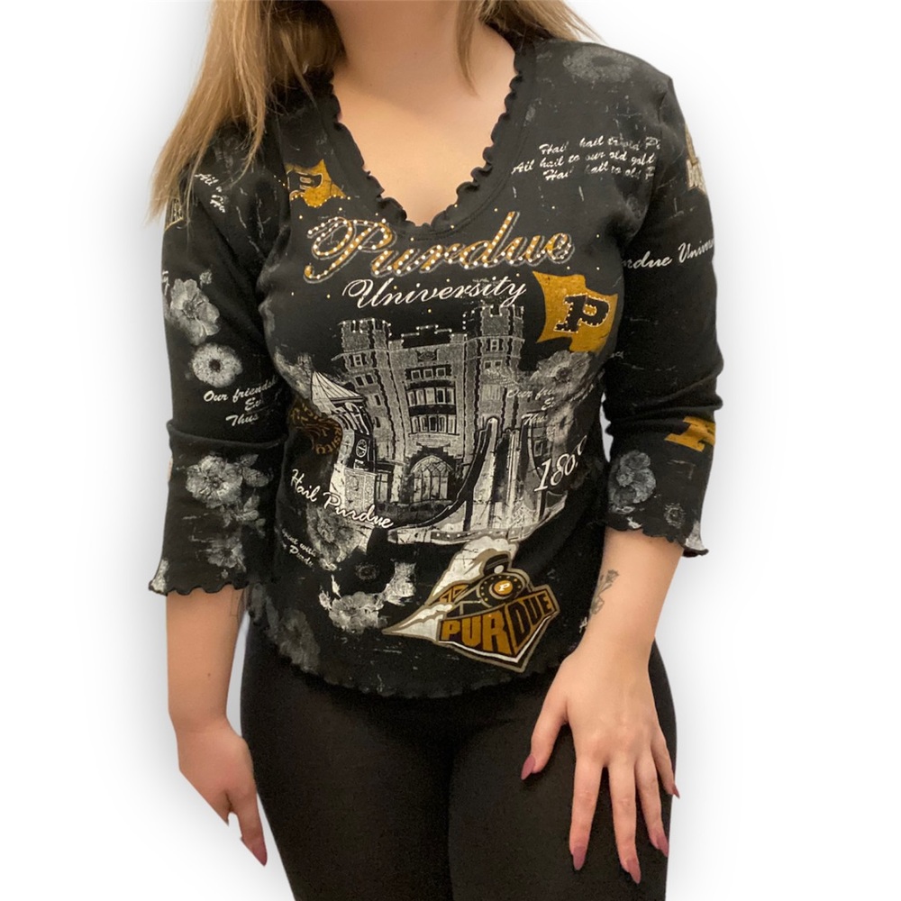 Y2K P. Michael Purdue University Lettuce Hem Top
